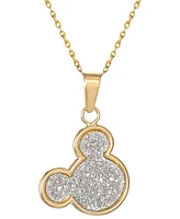 Disney Mickey Mouse Glitter 15" Pendant Necklace in 10k Yellow Gold