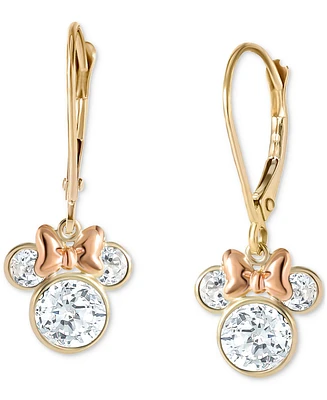 Disney Minnie Mouse Cubic Zirconia Drop Earrings in 10k Yellow & Rose Gold