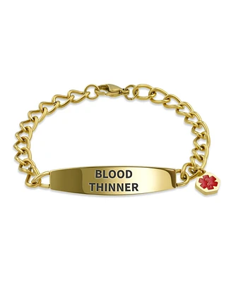 Bling Jewelry Blood Thinner Identification Medical Id Miami Cuban Link Chain Bracelet For Women Gold 2 Tone Steel