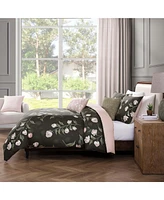 Bebejan Jasmine Flowers Bedding 200 Thread Count 100% Cotton Sateen 5 Piece King Size Reversible Comforter Set