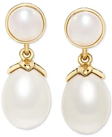 Cultured Freshwater Pearl (5mm & 8-1/2 x 7-1/2mm) Tear-Shape Drop Earrings in 14k Gold-Plated Sterling Silver