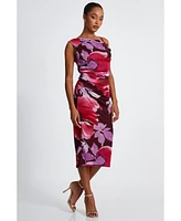 Quiz Women's Floral Asymmetric Ruched Maxi Dress