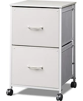 Galaxhero 2 Drawer Mobile File Cabinet, Rolling Printer Stand with Open Storage Shelf, Fabric Vertical Filing Cabinet fits A4 or Letter Size for Home