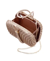 Nina Crystal and Stud Patterned Minaudiere Clutch