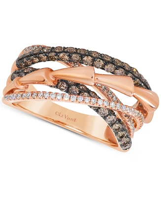 Le Vian Chocolatier Diamond Crossover Multi-Row Ring (1-1/3 ct. t.w.) in 14k Rose Gold