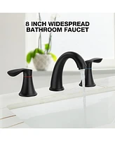 gaomon Pullafun Two Handle Bathroom Sink Faucet, 3 Hole with Pop-up Drain,360 ; Swivel Spout, Centerset Faucet