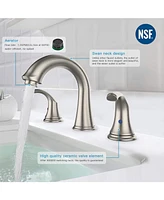 gaomon Bathroom Faucet - 8 Inch 3 Hole, 2 Handles, Brushed Nickel, with Pop-Up Drain and Water Lines