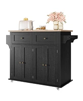 gaomon Kitchen Island Cart with Solid Wood Top