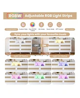 gaomon Natural Rattan Dresser For Bedroom With Led Light And Charging Station, 6 Drawer Double Dressers, Modern Wooden Dresser Chest, Beside Table For