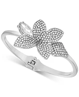 Guess Silver-Tone Pave & Marquise Stone Flower Statement Bangle Bracelet