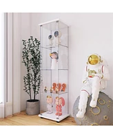 Slickblue One-Door Glass Display Cabinet with 4 Shelves for Showcasing Collections