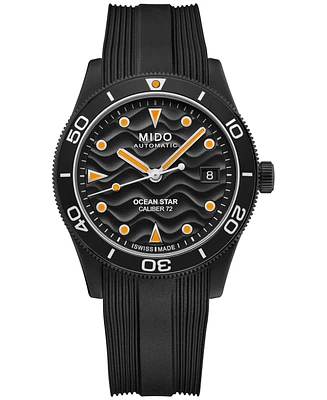 Mido Men's Swiss Automatic Ocean Star Captain Black Rubber Strap Watch 39mm