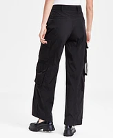 Hugo Women's Solid Wide-Leg Patch-Pocket Cargo Pants