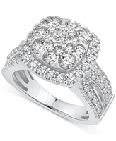 Diamond Square Cluster Engagement Ring (2 ct. t.w.) in 14k White Gold