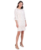 Vince Camuto Petite Jewel-Neck Lace Shift Dress