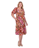 Vince Camuto Plus Printed Square-Neck Dress