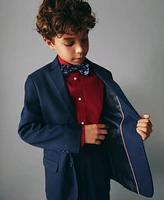 Tommy Hilfiger Big Boys Long Sleeve Stretch Solid Poplin Shirt and Bow Tie