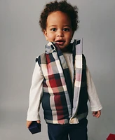 Tommy Hilfiger Toddler Boy Plaid Print Puffer Vest, Long Sleeve Jersey Tee and Joggers, 3-Piece Set