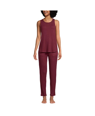 Lands' End Women's Cozy 3 Piece Pajama Set - Robe Top and Pants