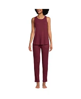 Lands' End Women's Cozy 3 Piece Pajama Set - Robe Top and Pants