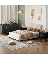 gaomon Dresser for Bedroom, Drawer Dresser Organizer with Golden Metal Handle and Legs,Black
