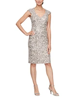 Alex Evenings Women's Sequin-Lace Sweetheart Dress