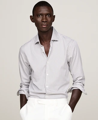 Tommy Hilfiger Men's Dress Casual Slim-Fit Poplin Striped Shirt