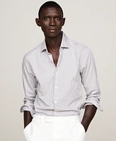 Tommy Hilfiger Men's Dress Casual Slim-Fit Poplin Striped Shirt