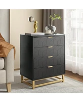 gaomon 4 Drawer Dresser For Bedroom, Modern Dressers & Chests Of Drawers, Wood Dresser Chest Organizer With Metal Legs, Large Drawers For Bedroom, Hal