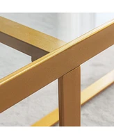 Slickblue Minimalist Rectangle Coffee Table - Metal Frame with Sintered Stone Top