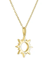 Diamond Accent Sun Pendant Necklace in 14k Gold-Plated Sterling Silver, 16" + 2" extender