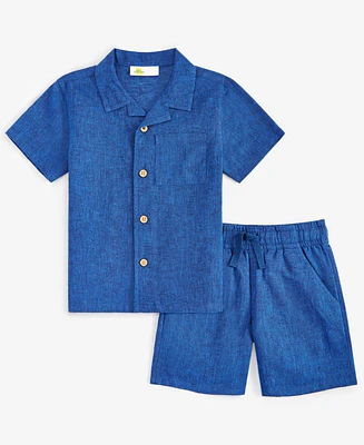 Epic Threads Toddler Boys Two-Tone Button-Down Shirt & Shorts, Exclusively at Macy's