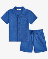 Epic Threads Toddler Boys Two-Tone Button-Down Shirt & Shorts, Exclusively at Macy's