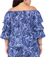 Vince Camuto Plus Paisley-Print Off-The-Shoulder Top