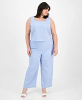 Kasper Plus Size Embroidered Top Pants