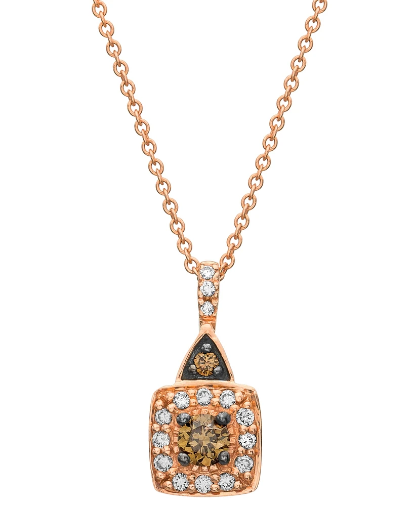 Le Vian Chocolatier Chocolate Diamond & Vanilla Diamond Halo Adjustable 20" Pendant Necklace (1/4 ct. t.w.) in 14k Rose Gold