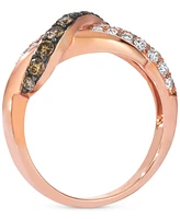 Le Vian Chocolatier Chocolate Diamond & Vanilla Diamond Crossover Ring (7/8 ct. t.w.) in 14k Rose Gold