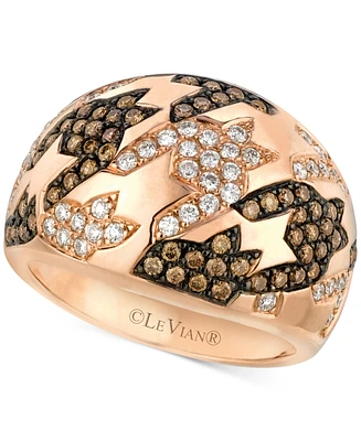 Le Vian Chocolatier Chocolate Diamond & Vanilla Diamond Multi Cluster Statement Ring (7/8 ct. t.w.) in 14k Rose Gold