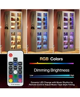 Tribesigns Black Shoe Storage Cabinet with Acrylic Doors and Led Lights, 8-Tier Tall Entryway Organizer Rack Adjustable Shelves & Hanging Ho