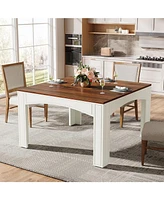 Tribesigns Square Dining Table for 4, 39.4-Inch Farmhouse Wood Kitchen Table Dinner Table for Dining Room, Small Space