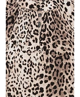 Olsen Women's Long Sleeve Leopard Print Blouse