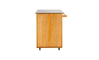 Slickblue Moveable Kitchen Cart with Stainless Steel Table Top & One Drawer & One Cabinet Sapele