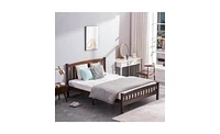 Slickblue Walnut Queen Vertical Strip Bed - Modern Design for Stylish Bedrooms
