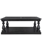 Slickblue Rustic Floor Shelf Coffee Table with Storage – Solid Pine Wood Design