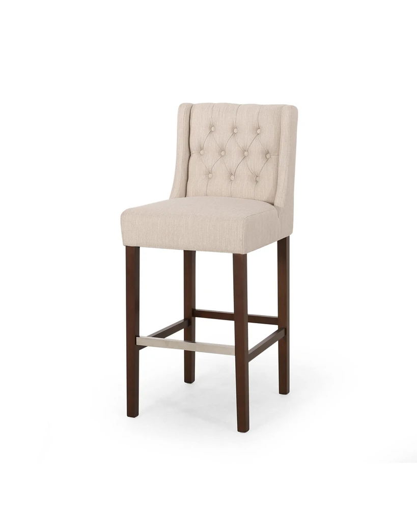 Maison Boucle Counter Height Bar Stool with Backrest & Nailhead Trim, Chairs for Kitchen Island or Home Bar-Maison