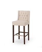 Maison Boucle Counter Height Bar Stool with Backrest & Nailhead Trim, Chairs for Kitchen Island or Home Bar-Maison