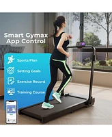 Hongge 2-in-1 Folding Treadmill with 300 Lbs Capacity, Remote Control, and Shock Absorption