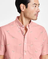 Club Room Men's Poplin Hound-Dog Print Regular-Fit Shirt, Exclusively at Macy's