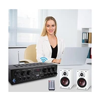 Pyle 6-Channel Wireless Bluetooth Home Audio Amplifier with Fm Radio, MP3/Usb/Sd Playback - 750W Max, PTA62BT