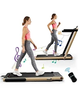 Hongge 2.25HP 2-in-1 Folding Treadmill with App Control, Remote, and Bluetooth Speaker